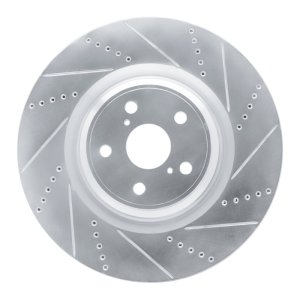 Lexus LS460 Brake Rotor (1) - Left Front - R1 Concepts - Drilled & Slotted - Silver - `10-`17